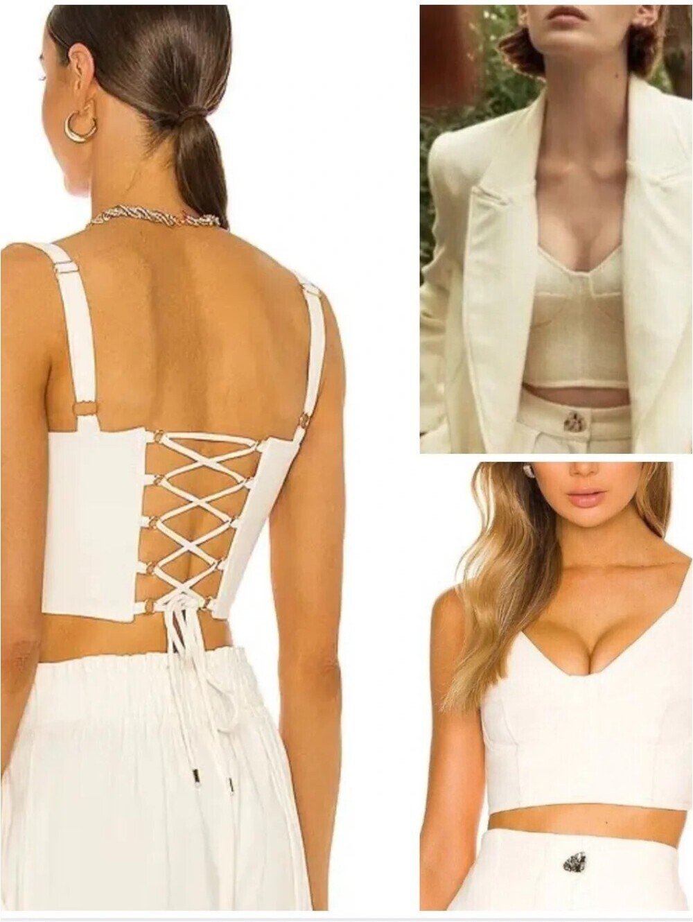 Sabina Musayev Dino Top Off White Tie Back Corset